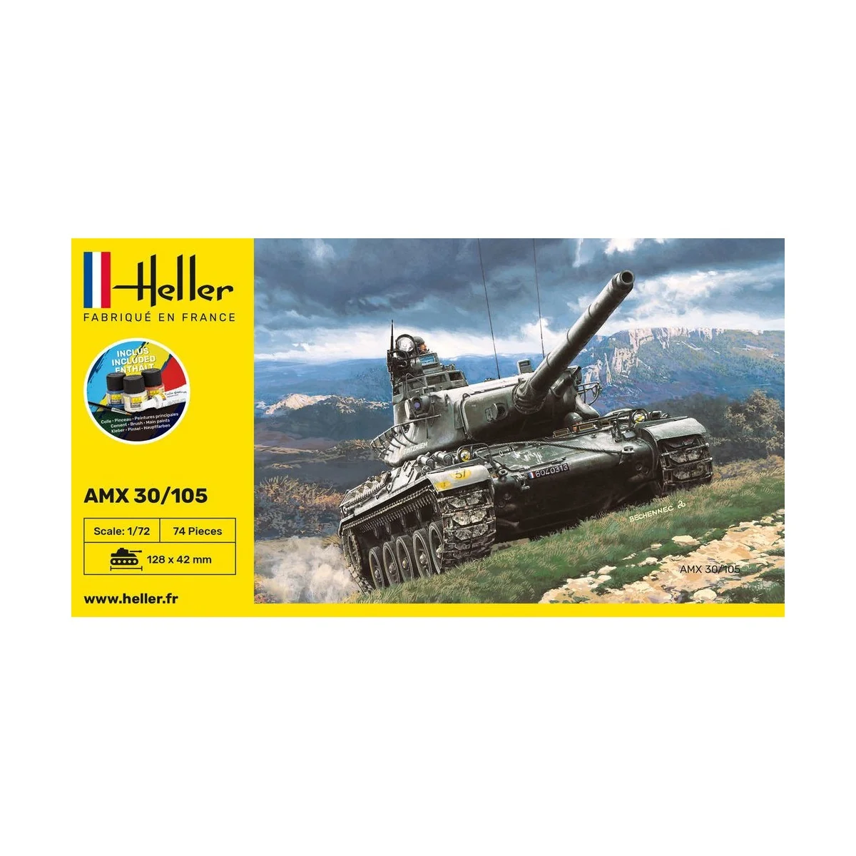 Char AMX 30/105 1/72 Heller + colle et peintures Heller 56899 - 2 Char AMX 30/105 1/72 Heller + colle et peintures Heller 56899 - 2
