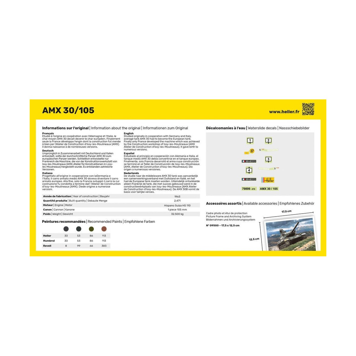 Char AMX 30/105 1/72 Heller + colle et peintures Heller 56899 - 3