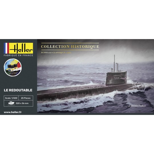 HEL-57075-Submarine The Redoutable 1/400 Heller - glue and paintings
