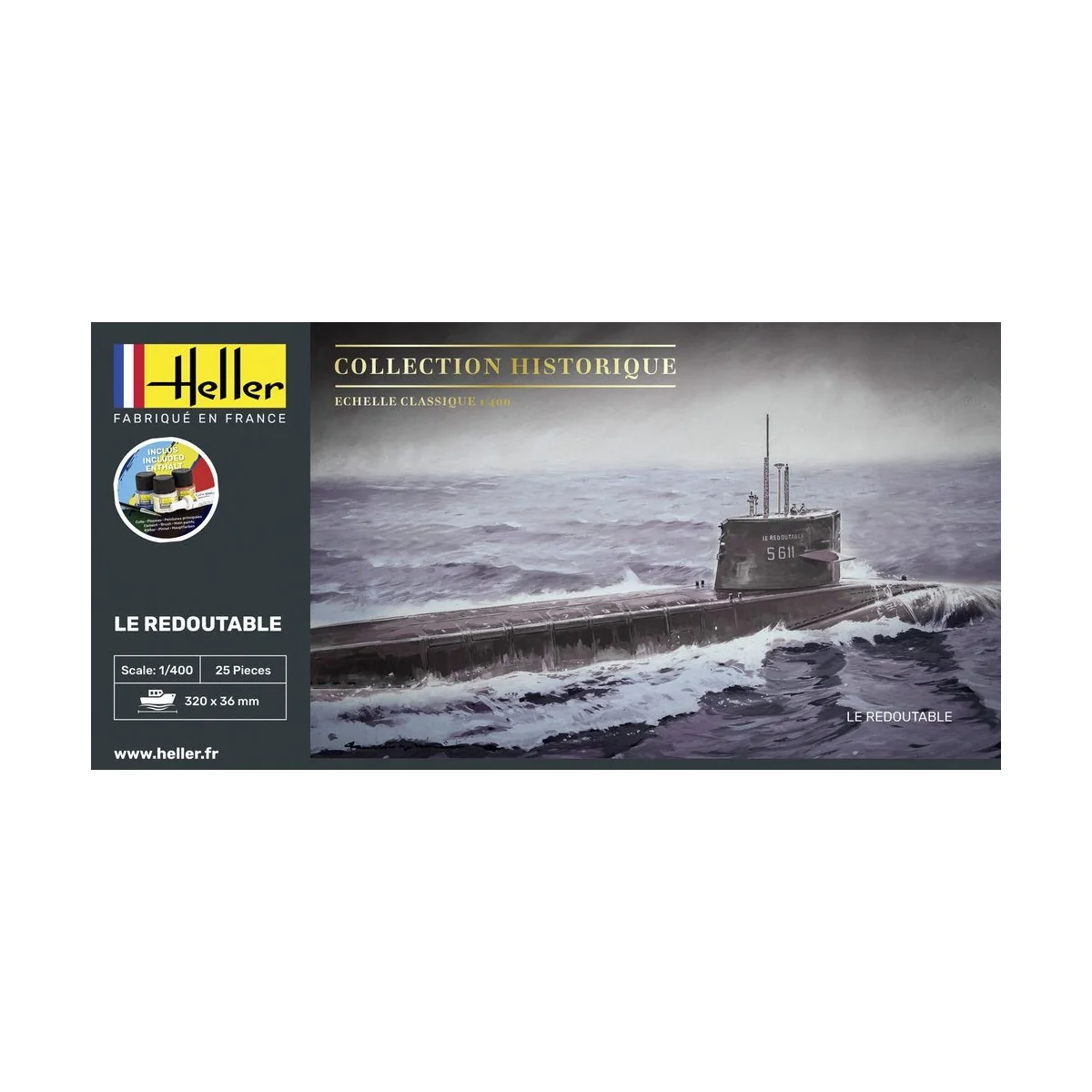 Sous-Marin Le Redoutable 1/400 Heller + colle et peintures Heller 57075 - 2 Sous-Marin Le Redoutable 1/400 Heller + colle et peintures Heller 57075 - 2