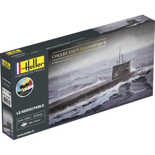 HEL-57075-Sous-Marin Le Redoutable 1/400 Heller + colle et peintures