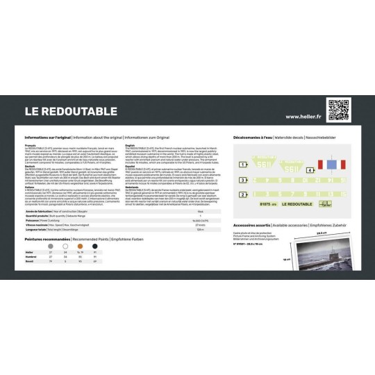 HEL-57075-Submarine The Redoutable 1/400 Heller - glue and paintings