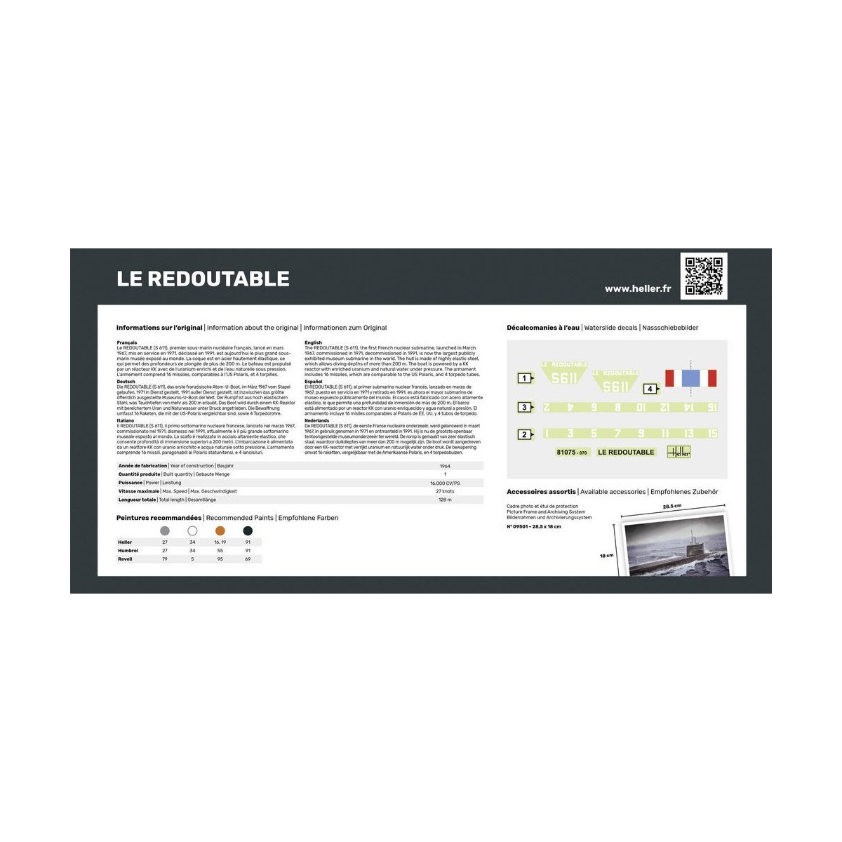 Sous-Marin Le Redoutable 1/400 Heller + colle et peintures Heller 57075 - 3