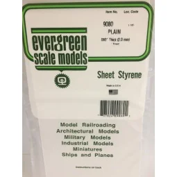 White plate smooth 2.0x150x300mm Ref: 9080 - Evergreen - S1379080