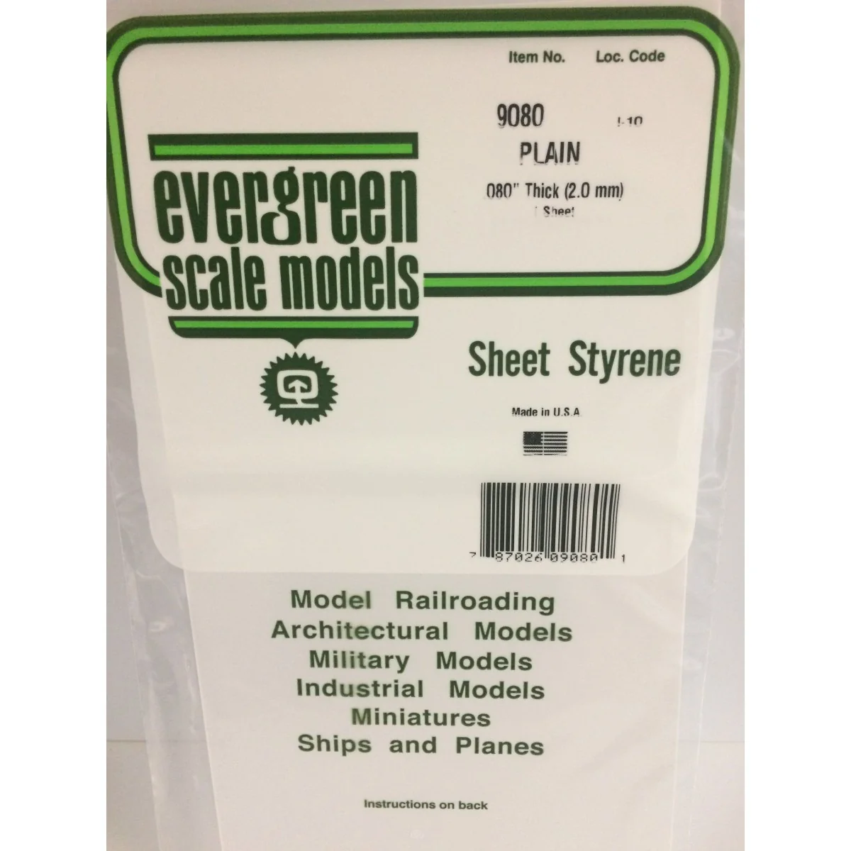 White plate smooth 2.0x150x300mm Ref: 9080 - Evergreen - S1379080