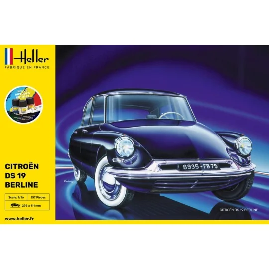 HEL-56795-Citroen DS 19 Sedan 1/16 Heller - glue and paints - HEL-56795