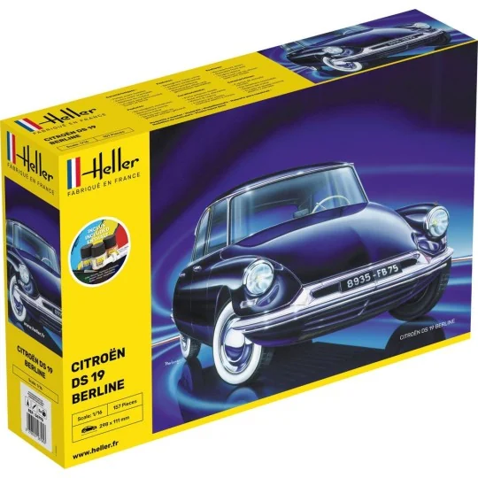 HEL-56795-Citroën DS 19 Berline 1/16 Heller + colle et peintures - HEL-56795