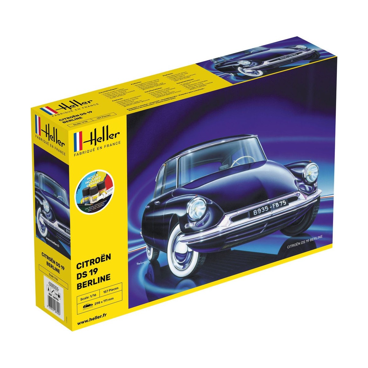 Citroen DS 19 Sedan 1/16 Heller - glue and paints Heller HEL-56795 - 1 Citroen DS 19 Sedan 1/16 Heller - glue and paints Heller HEL-56795 - 1