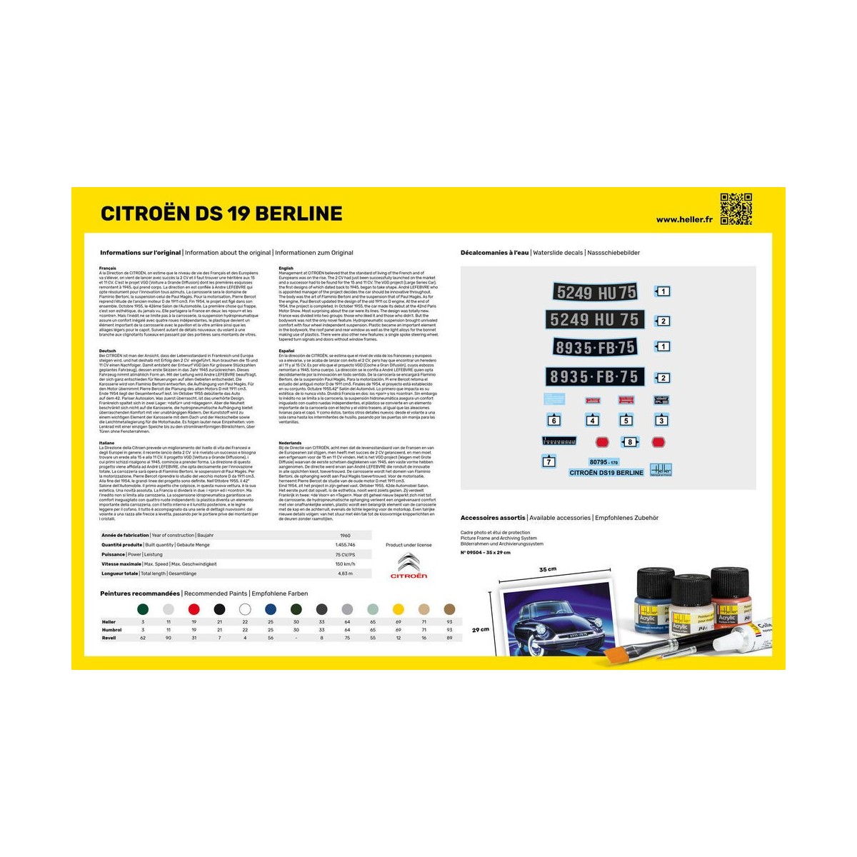 Citroën DS 19 Berline 1/16 Heller + colle et peintures Heller HEL-56795 - 3