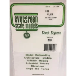 White plate smooth 2.5x150x300mm Ref: 9100 - Evergreen - S1379100