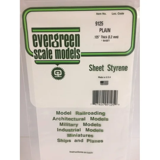 S1379125-Plaque blanche lisse 3.2x150x300mm Ref : 9125 - Evergreen - S1379125