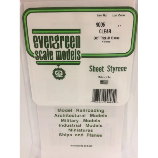 S1379005-Smooth transparent plate 0.13x150x300mm Ref: 9005 - Evergreen - S1379005