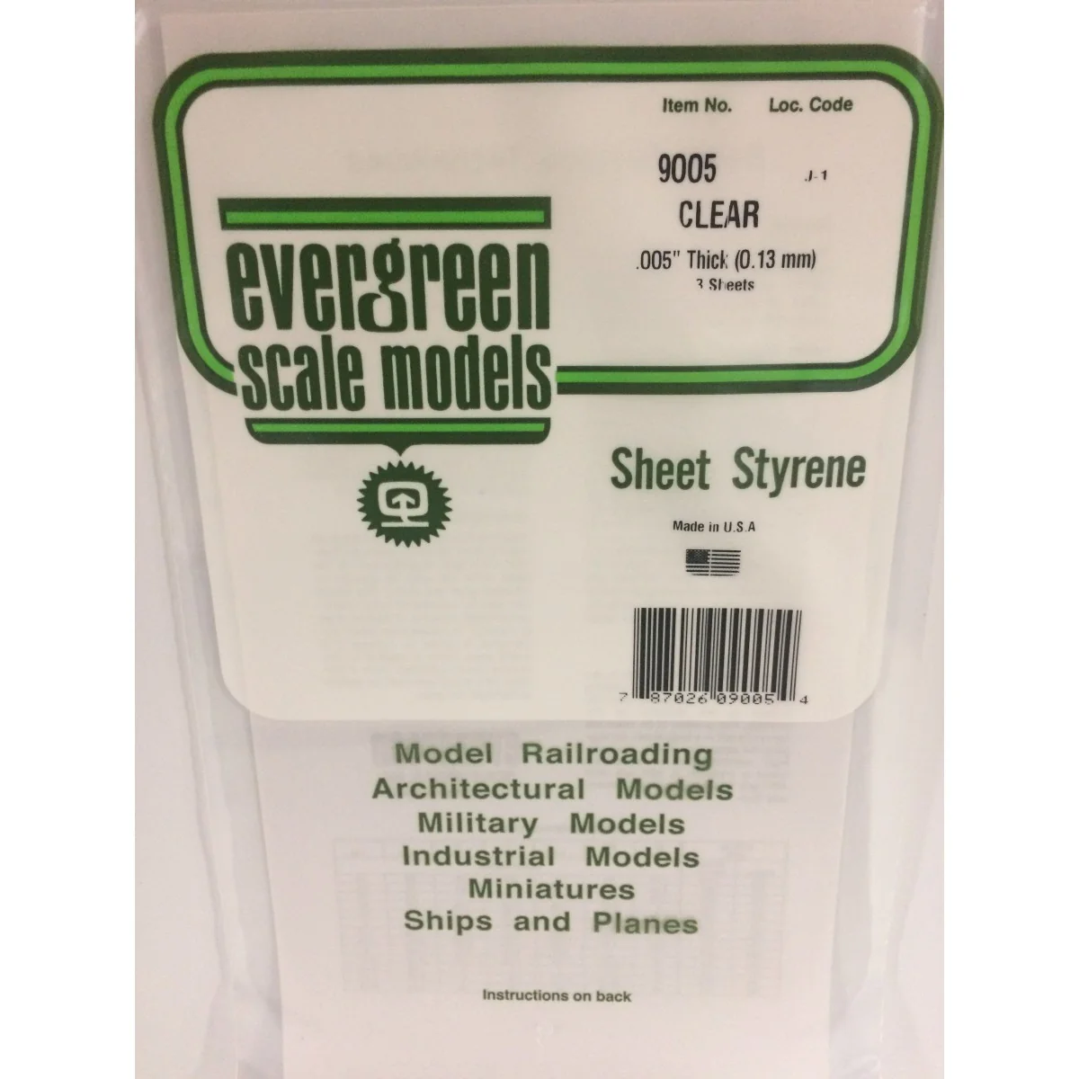 Smooth transparent plate 0.13x150x300mm Ref: 9005 - Evergreen - S13...