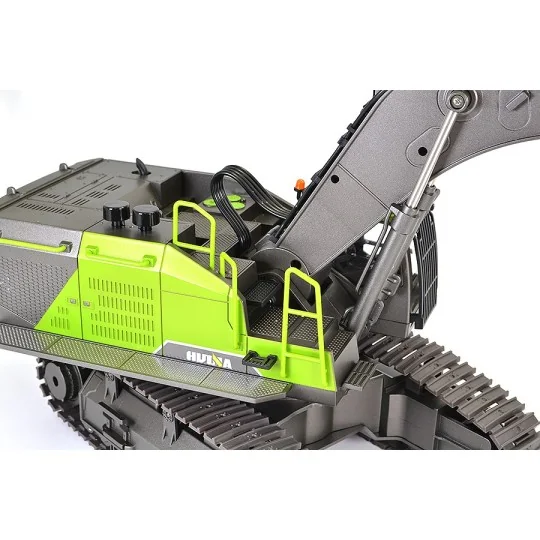 CY1593-Pelleteuse RC vert godet et cabine métal, haute puissance, 1/14 2.4Ghz - HuiNa - CY1593