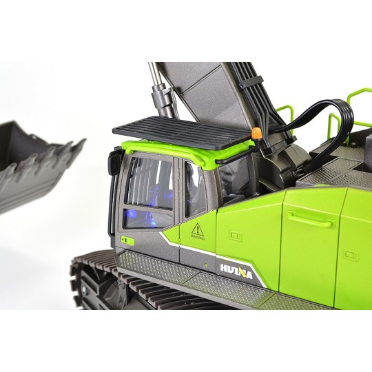 CY1593-Pelleteuse RC vert godet et cabine métal, haute puissance, 1/14 2.4Ghz - HuiNa
