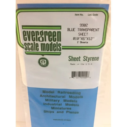 S1379902-Smooth transparent blue sheet 0.25x150x300mm Ref: 9902 - Evergreen - S1379902