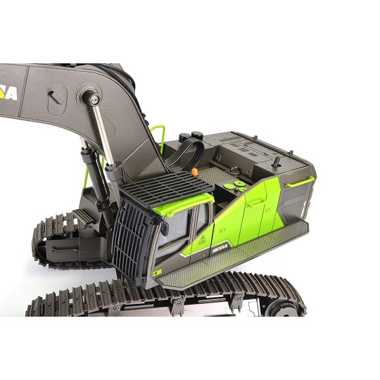 CY1593-Pelleteuse RC vert godet et cabine métal, haute puissance, 1/14 2.4Ghz - HuiNa