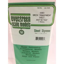 Smooth transparent green plate 0.25x150x300mm Ref: 9903 - Evergreen...