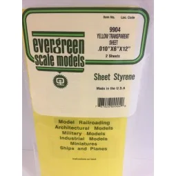 Smooth, transparent yellow sheet 0.25x150x300mm Ref: 9904 - Evergre...