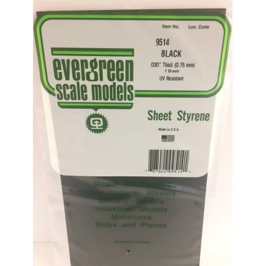 Plaque noire lisse 0.75x150x300mm Ref : 9514 - Evergreen Evergreen S1379514 - 1 S1379514-Plaque noire lisse 0.75x150x300mm Ref : 9514 - Evergreen - S1379514