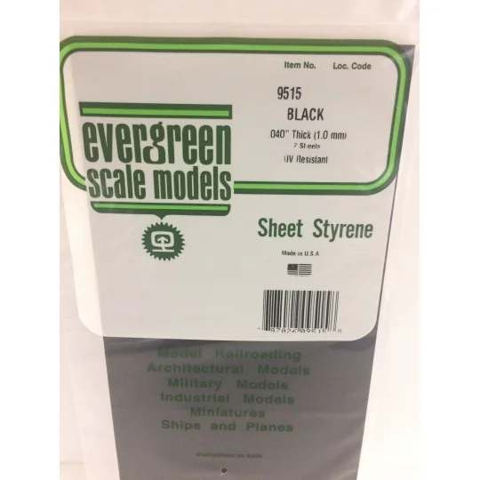 S1379515-Black plate smooth 1.0x150x300mm Ref: 9515 - Evergreen