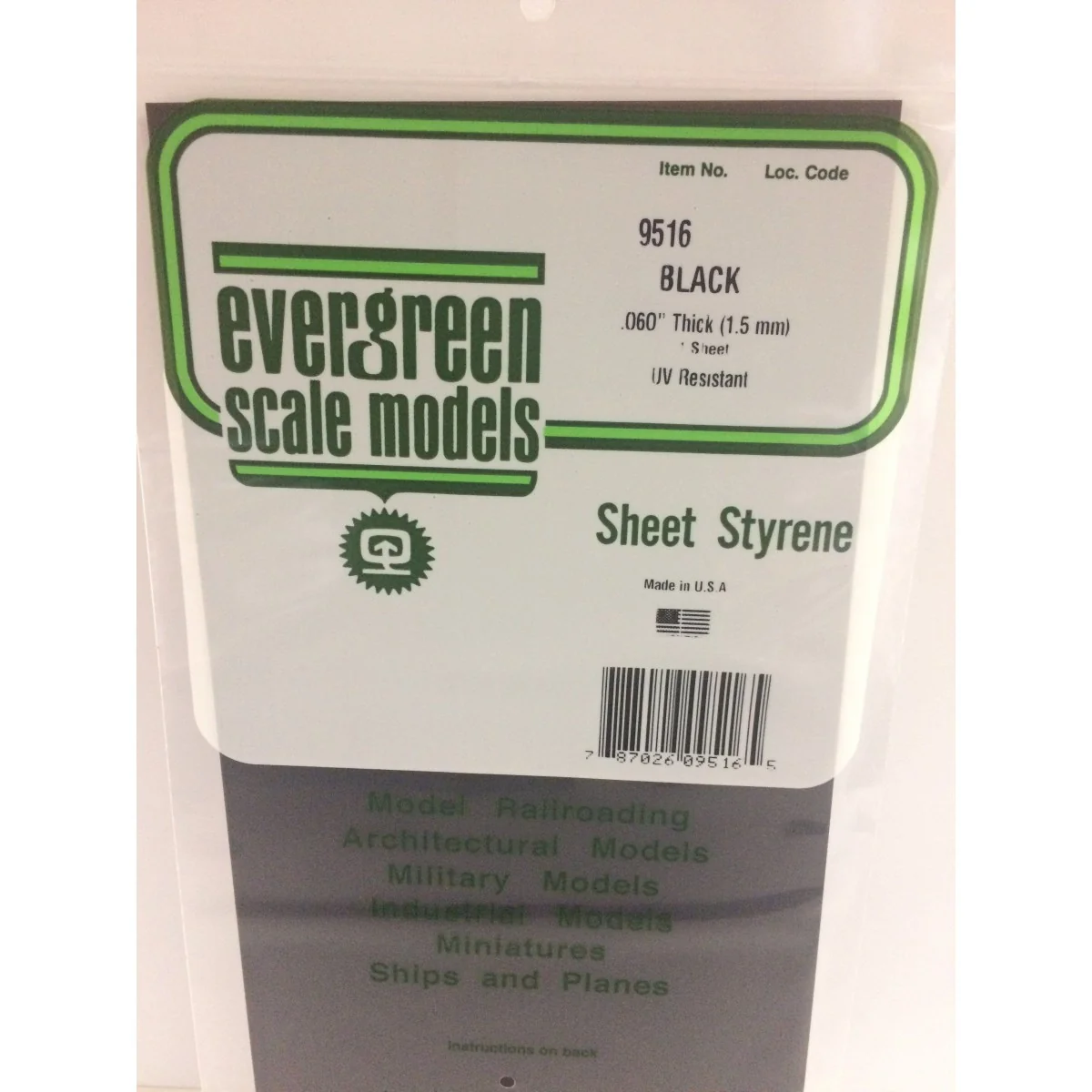 Smooth black plate 1.5x150x300mm Ref: 9516 - Evergreen - S1379516 -...