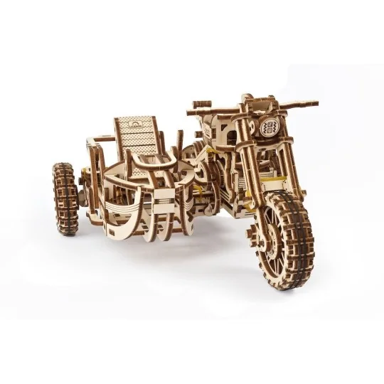 UG-70137-Moto Scrambler UGR-10 avec Side-Car Puzzle 3D bois UGEARS
