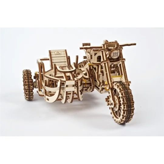 UG-70137-Moto Scrambler UGR-10 avec Side-Car Puzzle 3D bois UGEARS