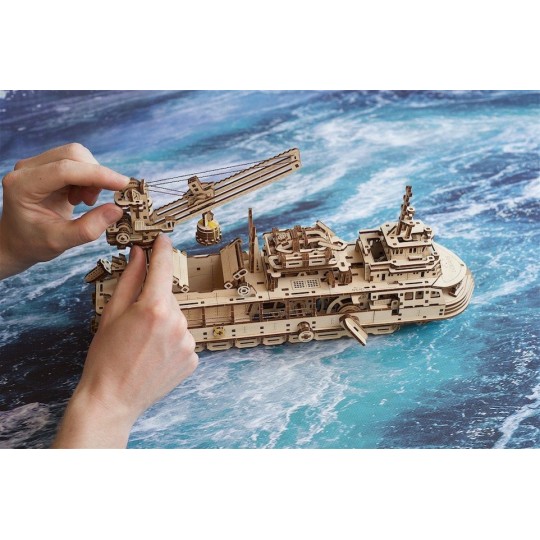 UG-70135-Navire De Recherche Puzzle 3D bois UGEARS