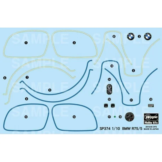 52174-BMW R75/5 Motorcycle 1/10 Hasegawa - 52174