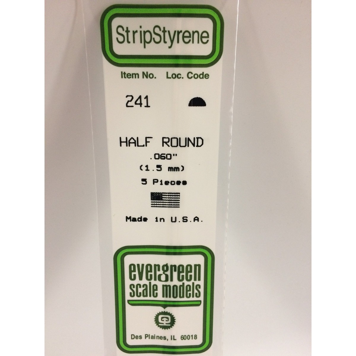 Half round 1.5x350mm Ref: 241 - Evergreen - S1370241 Half round 1.5x350mm Ref: 241 - Evergreen - S1370241