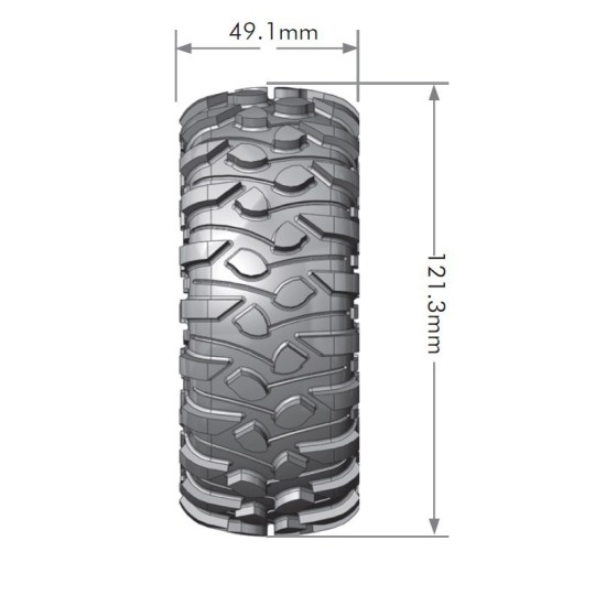 LR-T3233VBC-CR-Rowdy Tires - Rims 1.9" Black 1/10 (x2) Louise RC - LR-T3233VBC