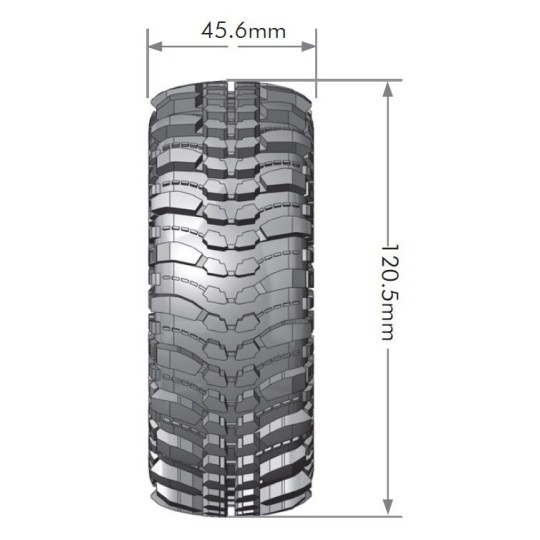 L-T3231VB-Pneus CR-Champ + Jantes 1.9" Noir 1/10 (x2) Louise RC - L-T3231VB