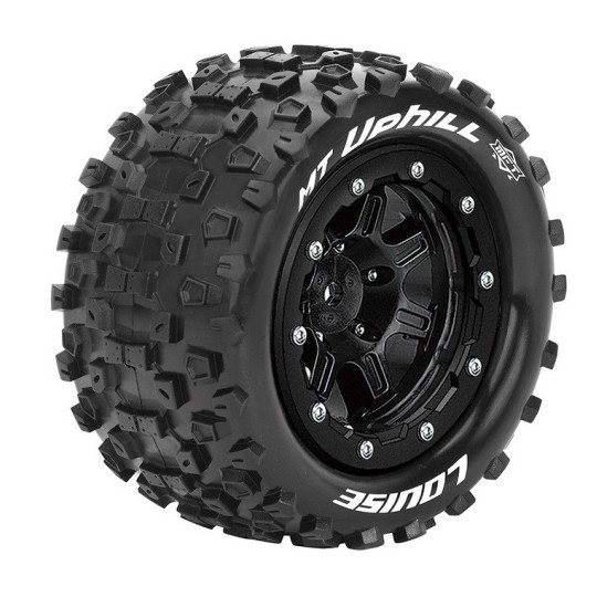 L-T3330SB-Pneus MT-Uphill + Jantes Noir Traxxas Maxx (x2) Louise RC - L-T3330SB