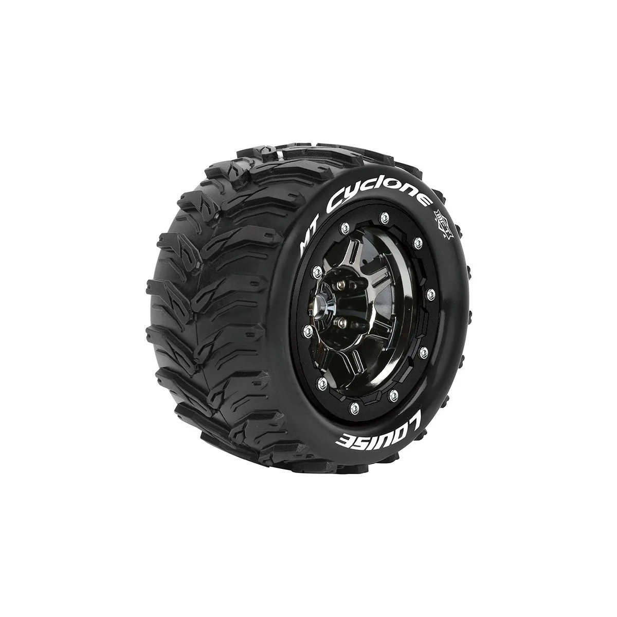 MT-Cyclone Tires + Traxxas Maxx Black Chrome Rims (x2) Louise RC Louise RC L-T3331SBC - 1 MT-Cyclone Tires + Traxxas Maxx Black Chrome Rims (x2) Louise RC Louise RC L-T3331SBC - 1