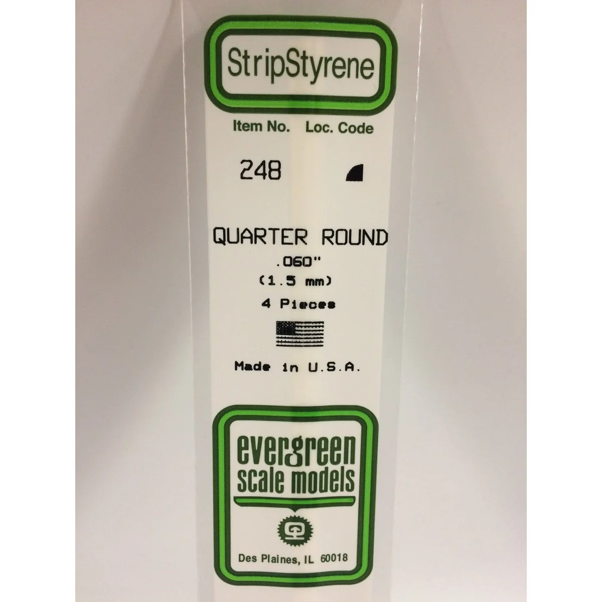 Quarter round 1.5x350mm Ref: 248 - Evergreen - S1370248