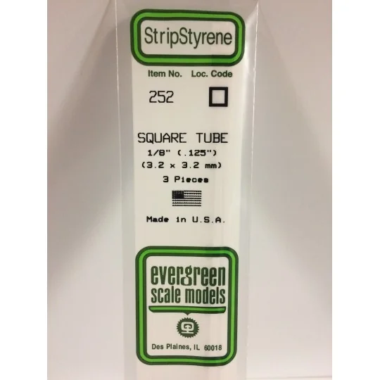 S1370252-Square tube 3.2x350mm Ref: 252 - Evergreen - S1370252