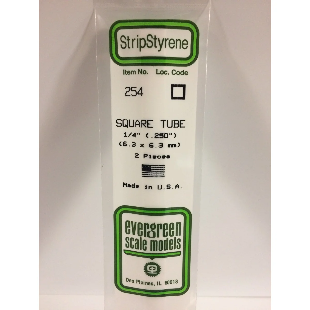 Square tube 6.3x350mm Ref: 254 - Evergreen - S1370254 Square tube 6.3x350mm Ref: 254 - Evergreen - S1370254