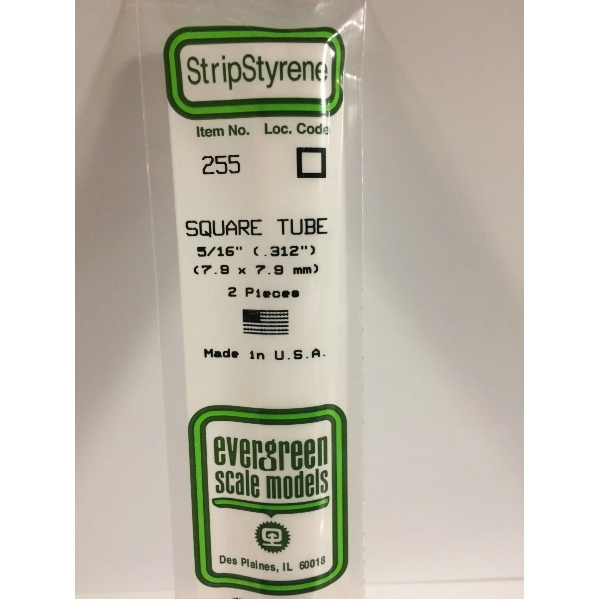 Square tube 7.9x350mm Ref: 255 - Evergreen - S1370255 Square tube 7.9x350mm Ref: 255 - Evergreen - S1370255