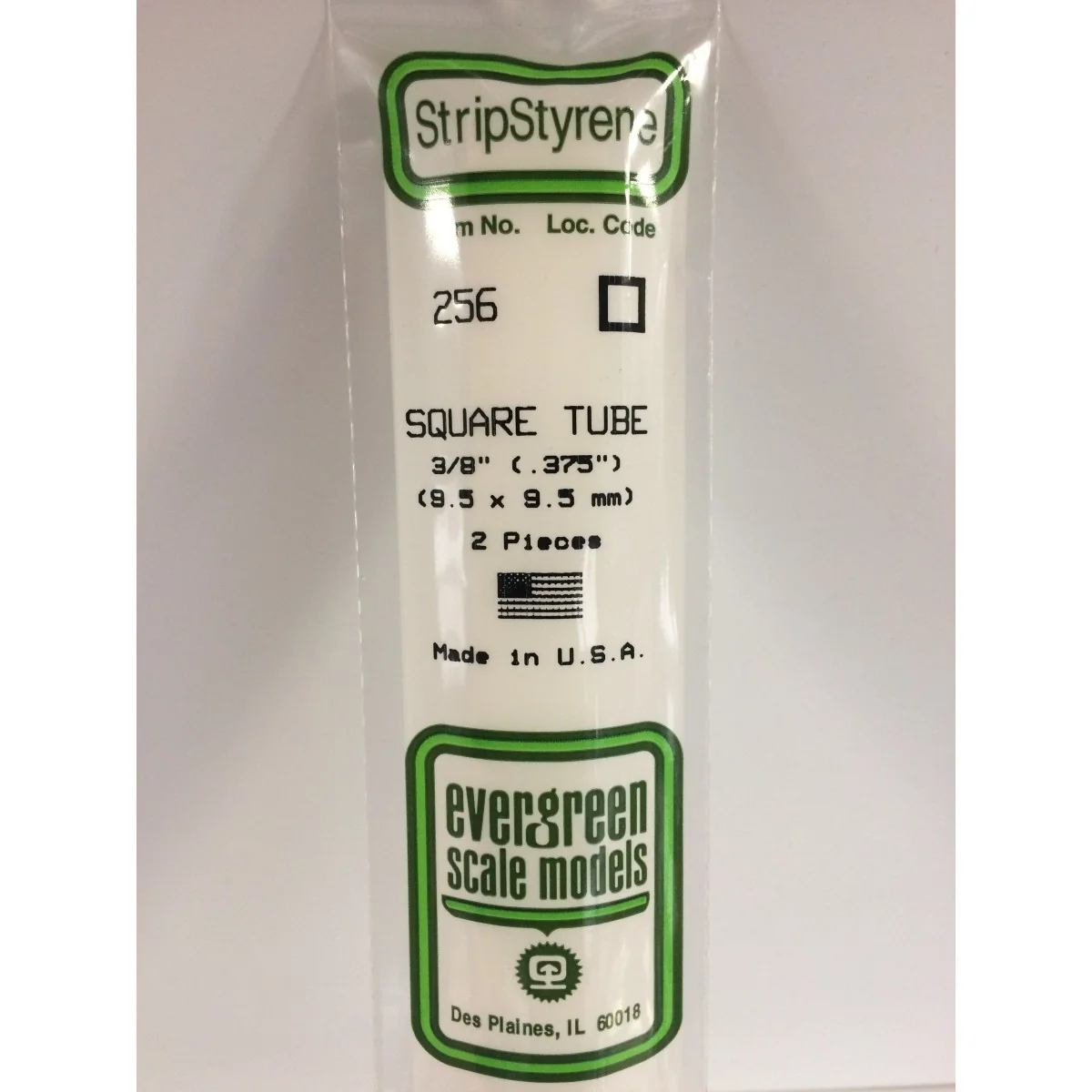 Square tube 9.5x350mm Ref: 256 - Evergreen - S1370256
