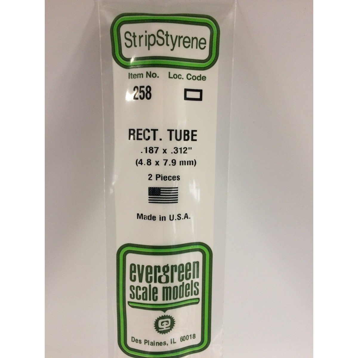 Tube rectangular 4.8x7.9x350mm Ref: 258 - Evergreen - S1370258 Tube rectangular 4.8x7.9x350mm Ref: 258 - Evergreen - S1370258