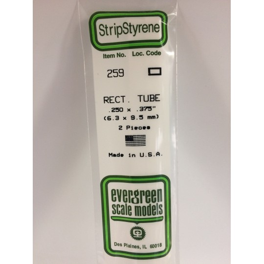 S1370259-Tube rectangular 6.3x9.5x350mm Ref: 259 - Evergreen