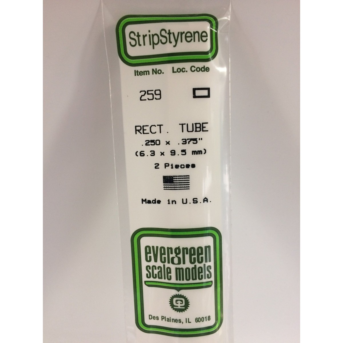 Tube rectangular 6.3x9.5x350mm Ref: 259 - Evergreen - S1370259 Tube rectangular 6.3x9.5x350mm Ref: 259 - Evergreen - S1370259
