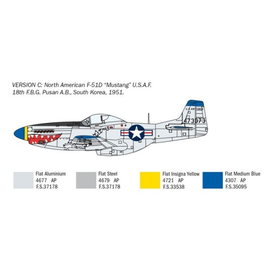 I1452-Avion F-51D Mustang Guerre de Corée 1/72 Italeri