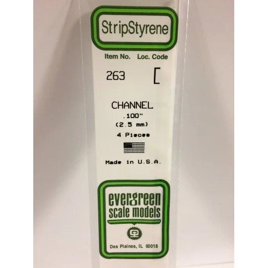 Profilé U 2.5x350mm Ref : 263 - Evergreen Evergreen S1370263 - 1 S1370263-Profilé U 2.5x350mm Ref : 263 - Evergreen - S1370263