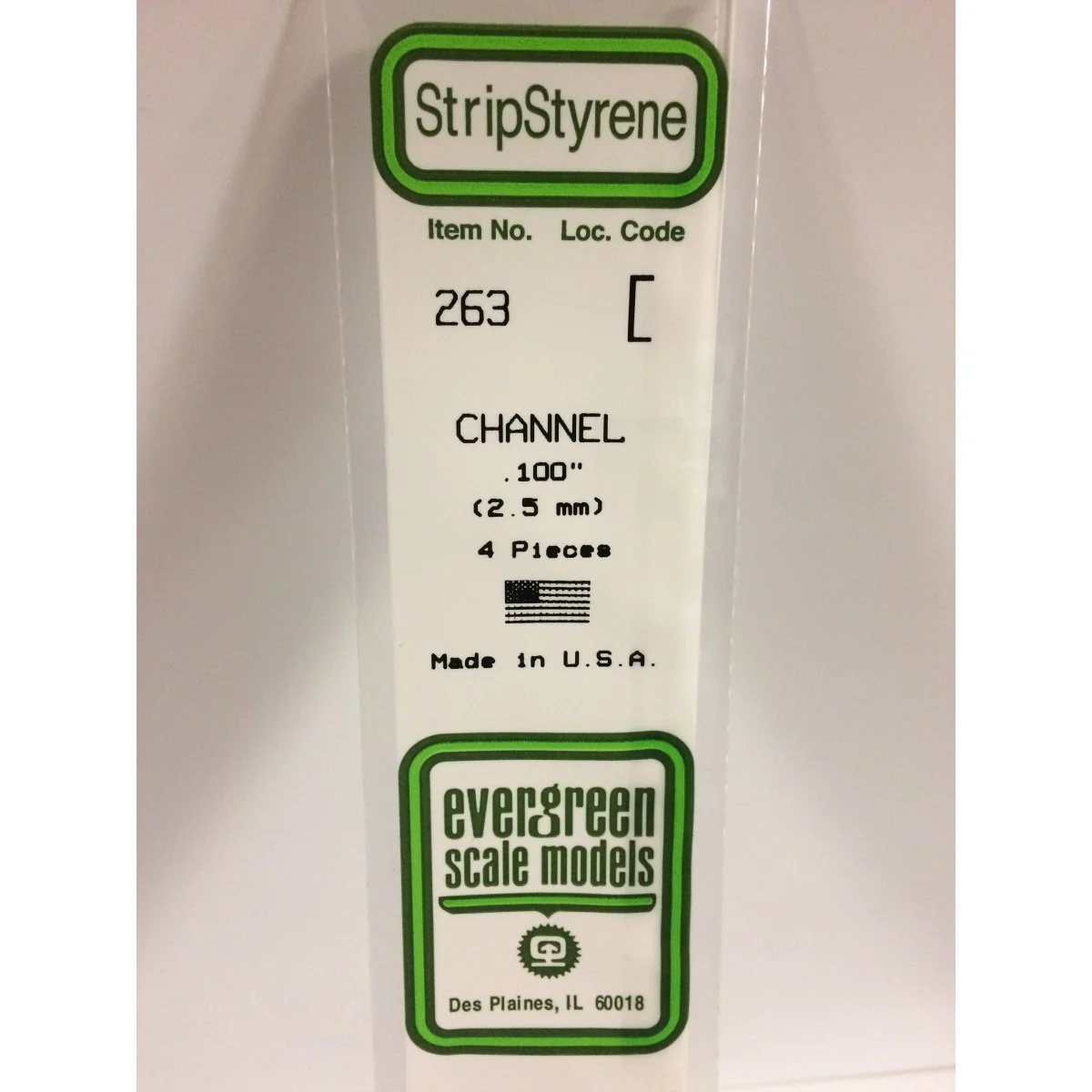 Profilé U 2.5x350mm Ref : 263 - Evergreen Evergreen S1370263 - 1 Profilé U 2.5x350mm Ref : 263 - Evergreen Evergreen S1370263 - 1