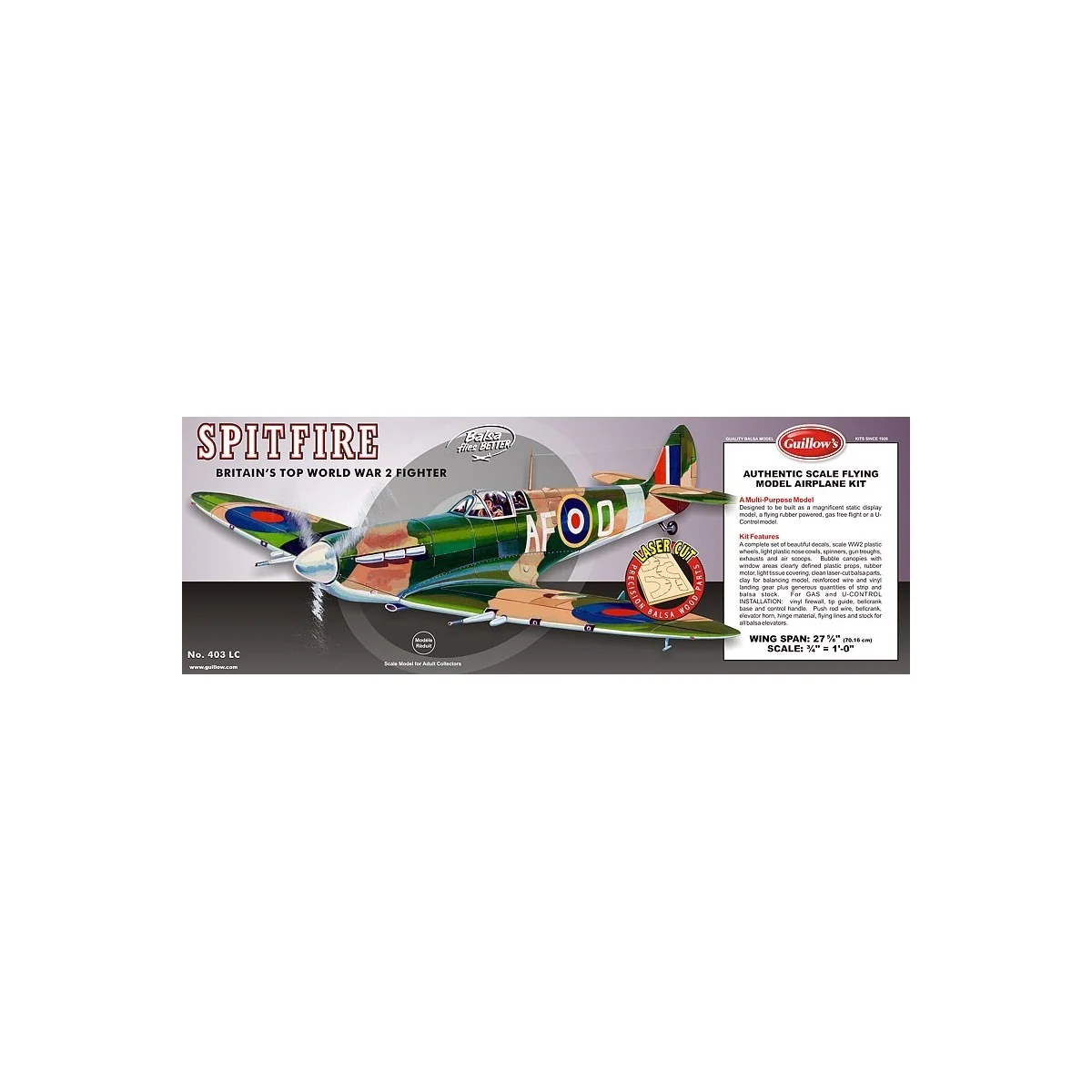 Spitfire Supermarine Guillow's Guillow's S0280403 - 1 Spitfire Supermarine Guillow's Guillow's S0280403 - 1