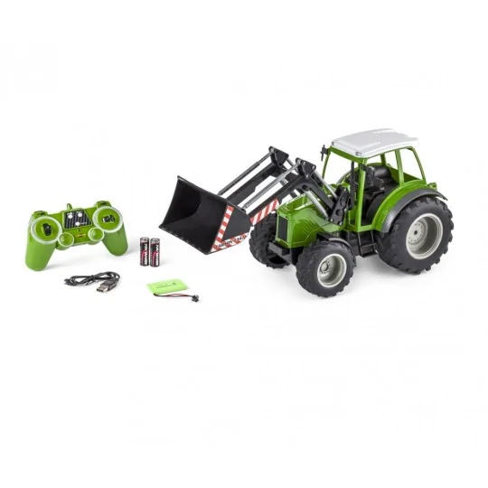500907347-Green tractor with front bucket 1/16 RTR Carson