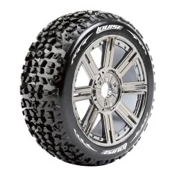 Pneus B-Mazinger + Jantes batons Chrome Noir 1/8 (x2) Louise RC Louise RC LR-T3108SBC - 1