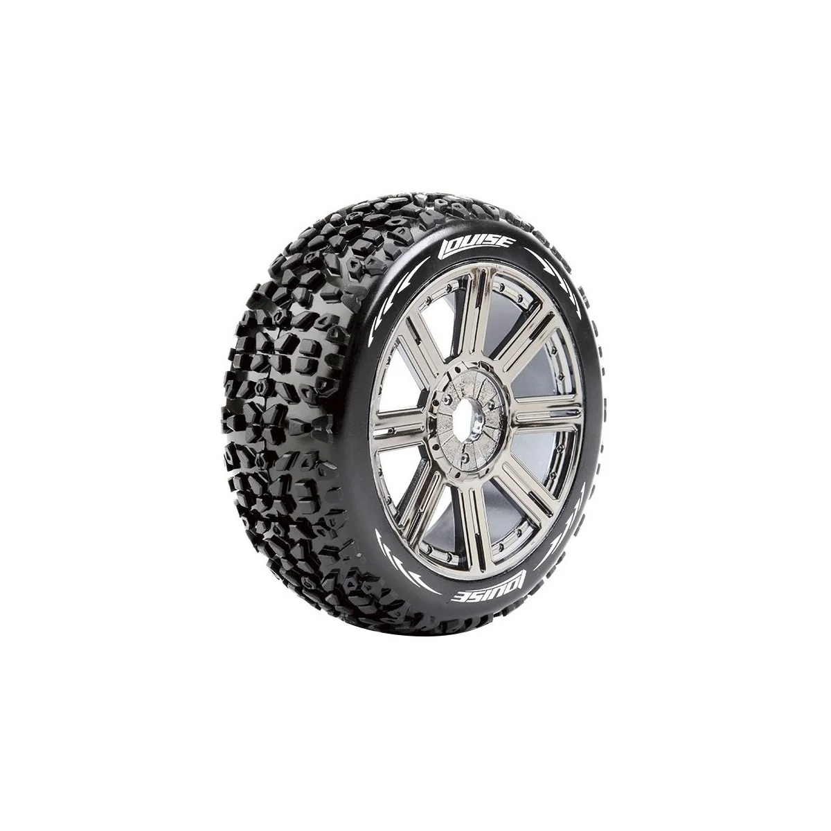 Tires B-Mazinger + Rims beats Chrome Black 1/8 (x2) Louise RC Louise RC LR-T3108SBC - 1